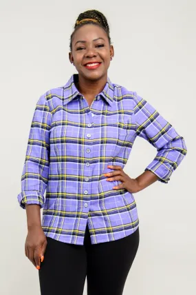 Alexis Top, Comfrey Plaid, Cotton Flannel