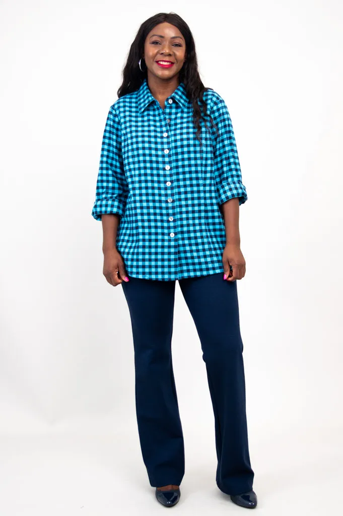 Alexis Top, Mazarine Plaid, Cotton Flannel