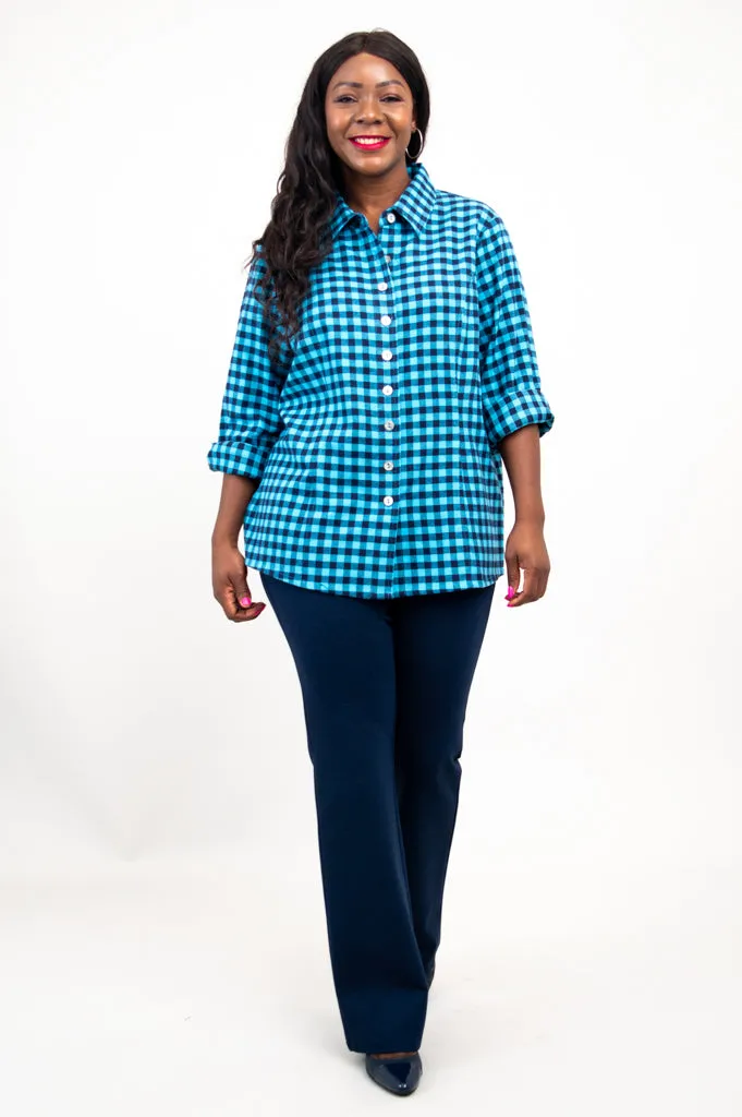 Alexis Top, Mazarine Plaid, Cotton Flannel