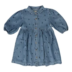 Analogie Floral Dress Three Quarter Sleeve - Denim (Printed Denim Collection)