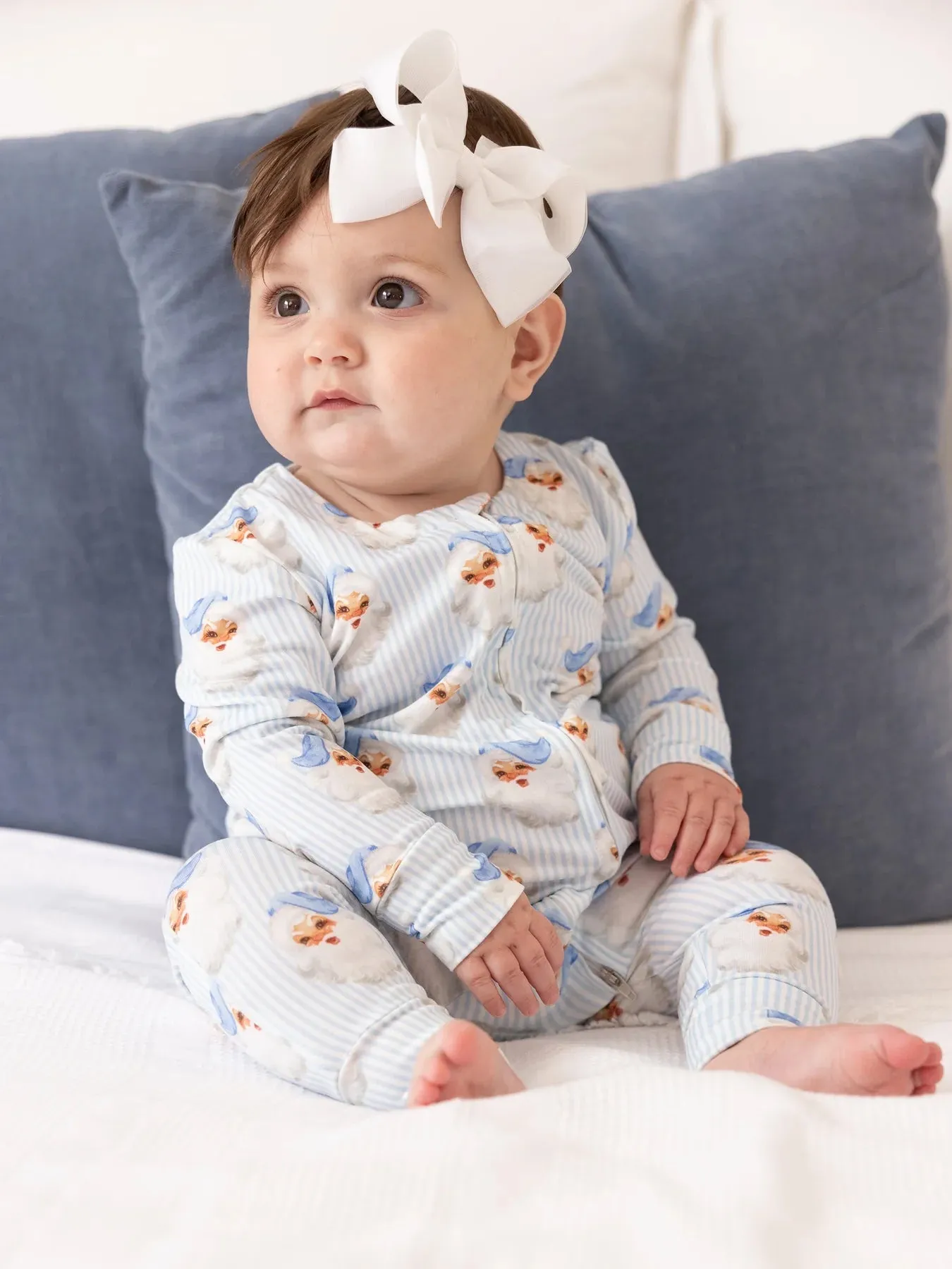 Baby PJ Onesie | Santa Baby Blue