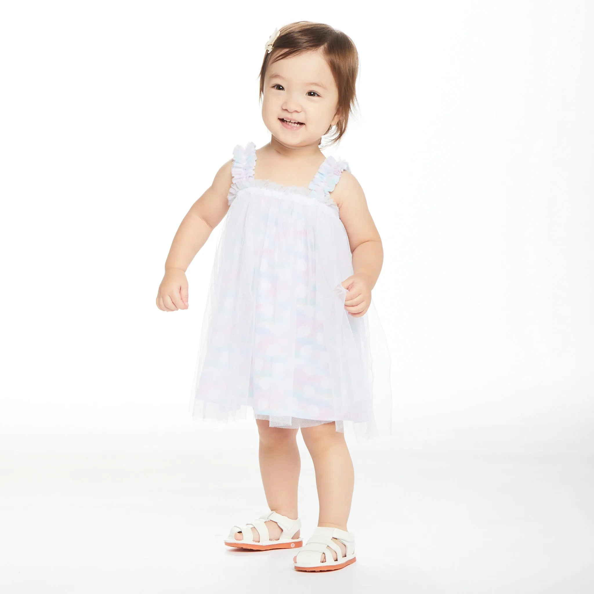 Baby Polka Dot Print Tulle Sundress & Bloomer Set | Multi/White