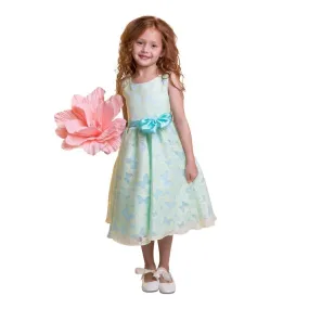 Big Girls Yellow Blue Butterfly Burnout Organza Easter Dress 8-12