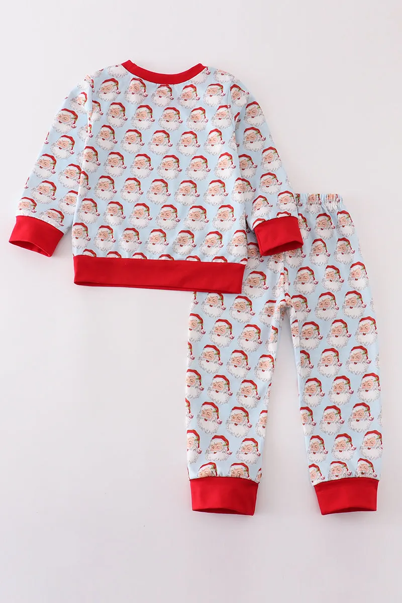 Blue christmas santa claus boy pajamas set