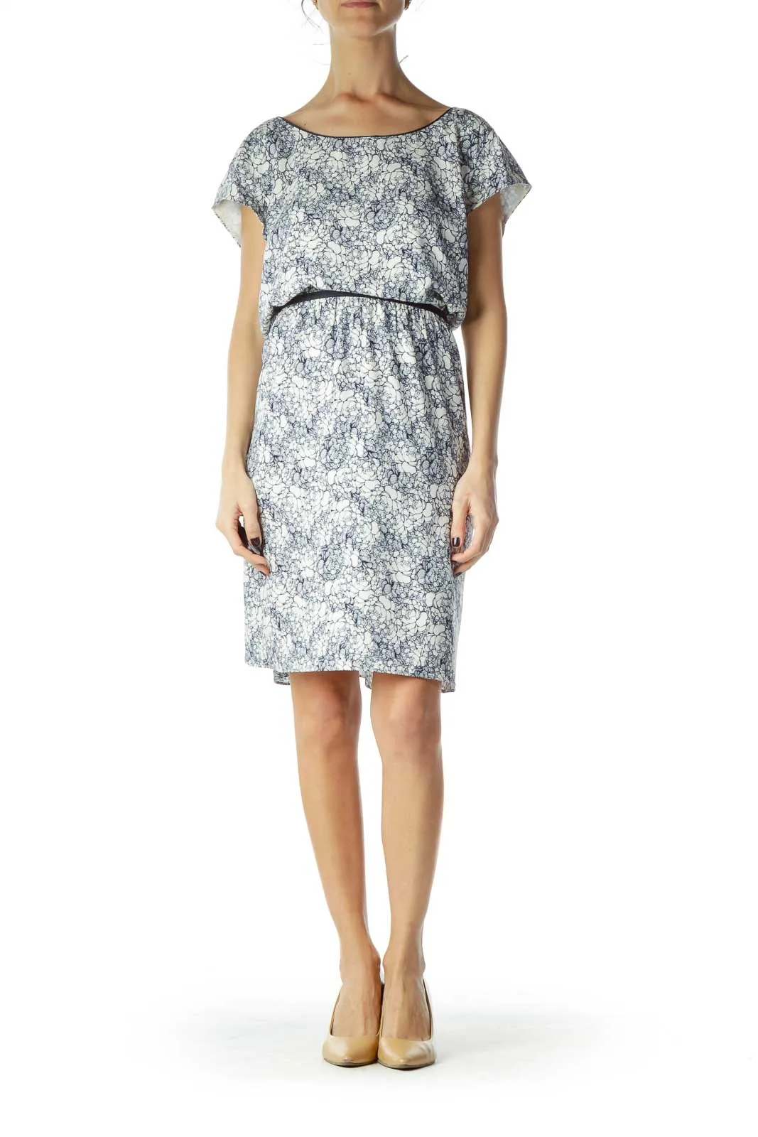 Blue White Floral Work Dress