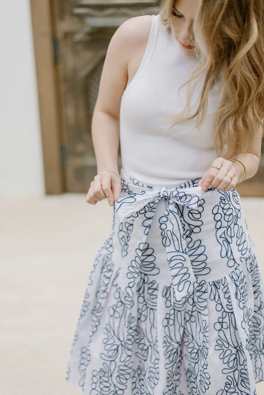 Ciebon White & Navy Set Skirt