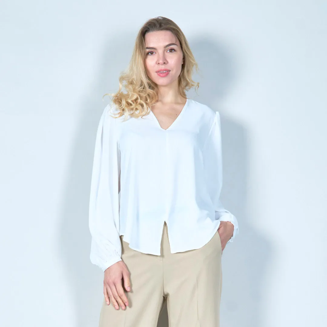 Classic v-neck chiffon blouse wholesale