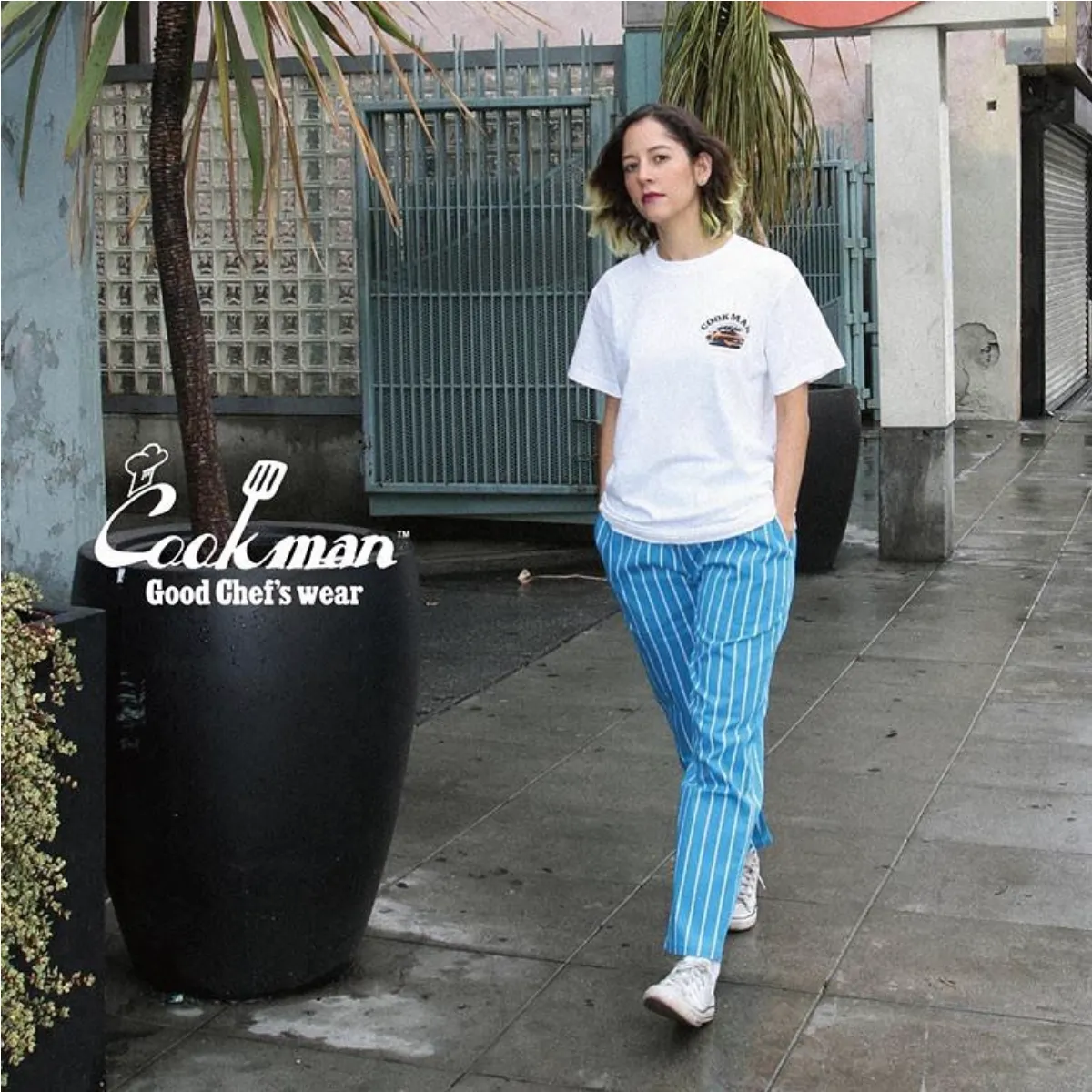 Cookman Chef Pants - Stripe : Light Blue