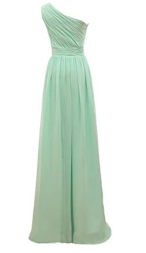 Country Style One shoulder Bridesmaid Dresses Long Pastel Bridesmaid Dresses FS074