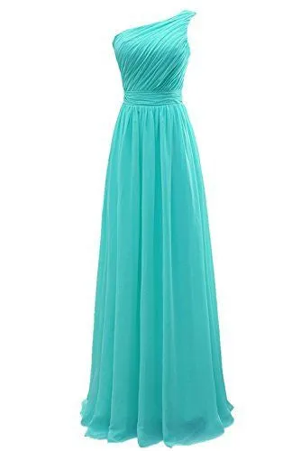 Country Style One shoulder Bridesmaid Dresses Long Pastel Bridesmaid Dresses FS074