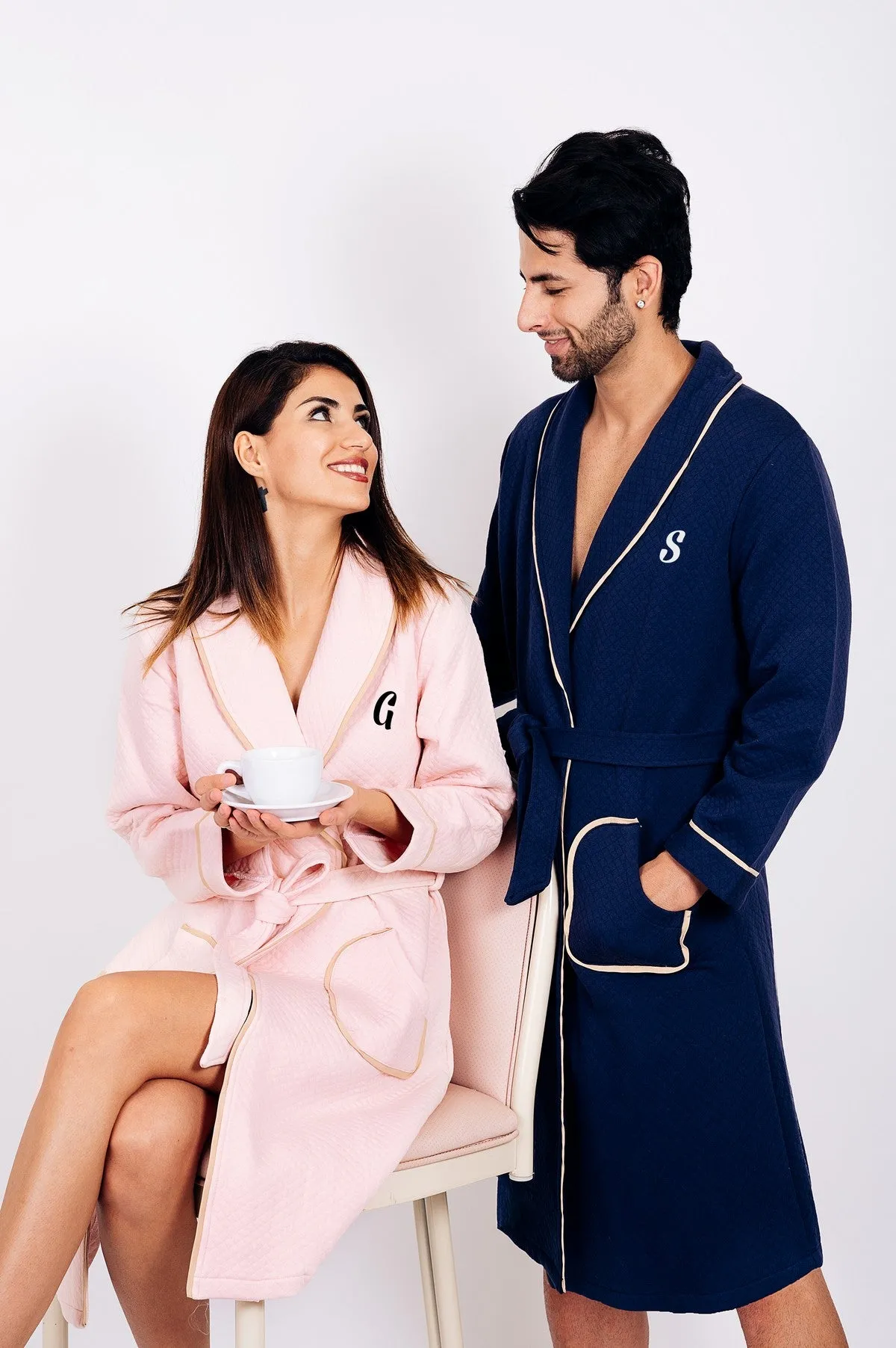 Custom Waffled Bathrobes with Collar