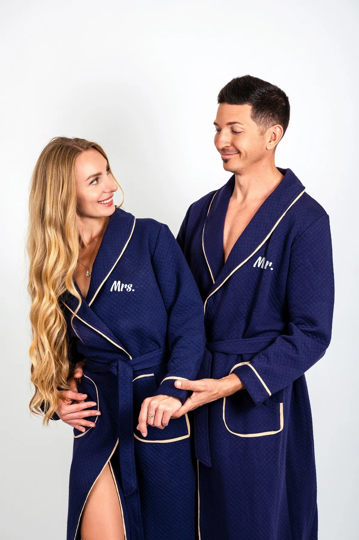 Custom Waffled Bathrobes with Collar