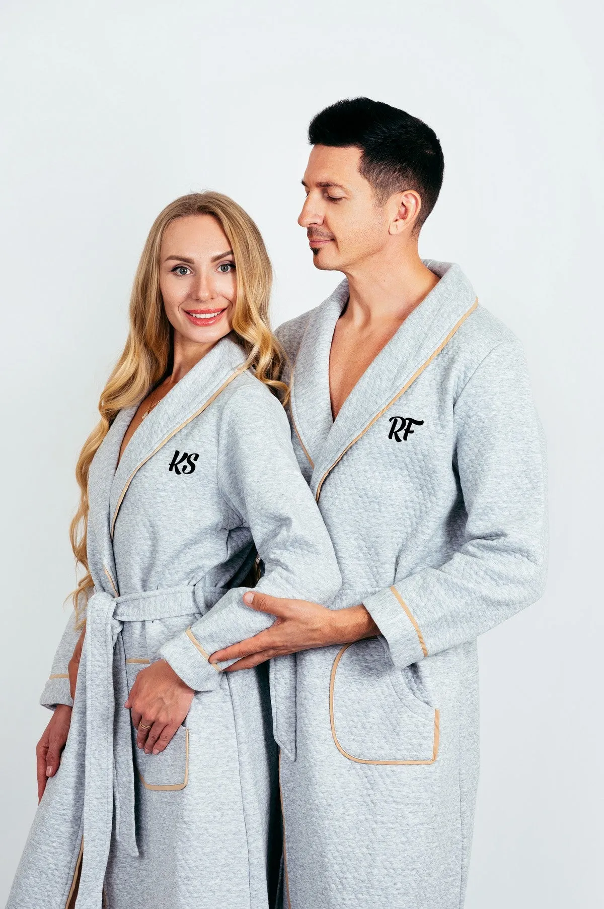 Custom Waffled Bathrobes with Collar