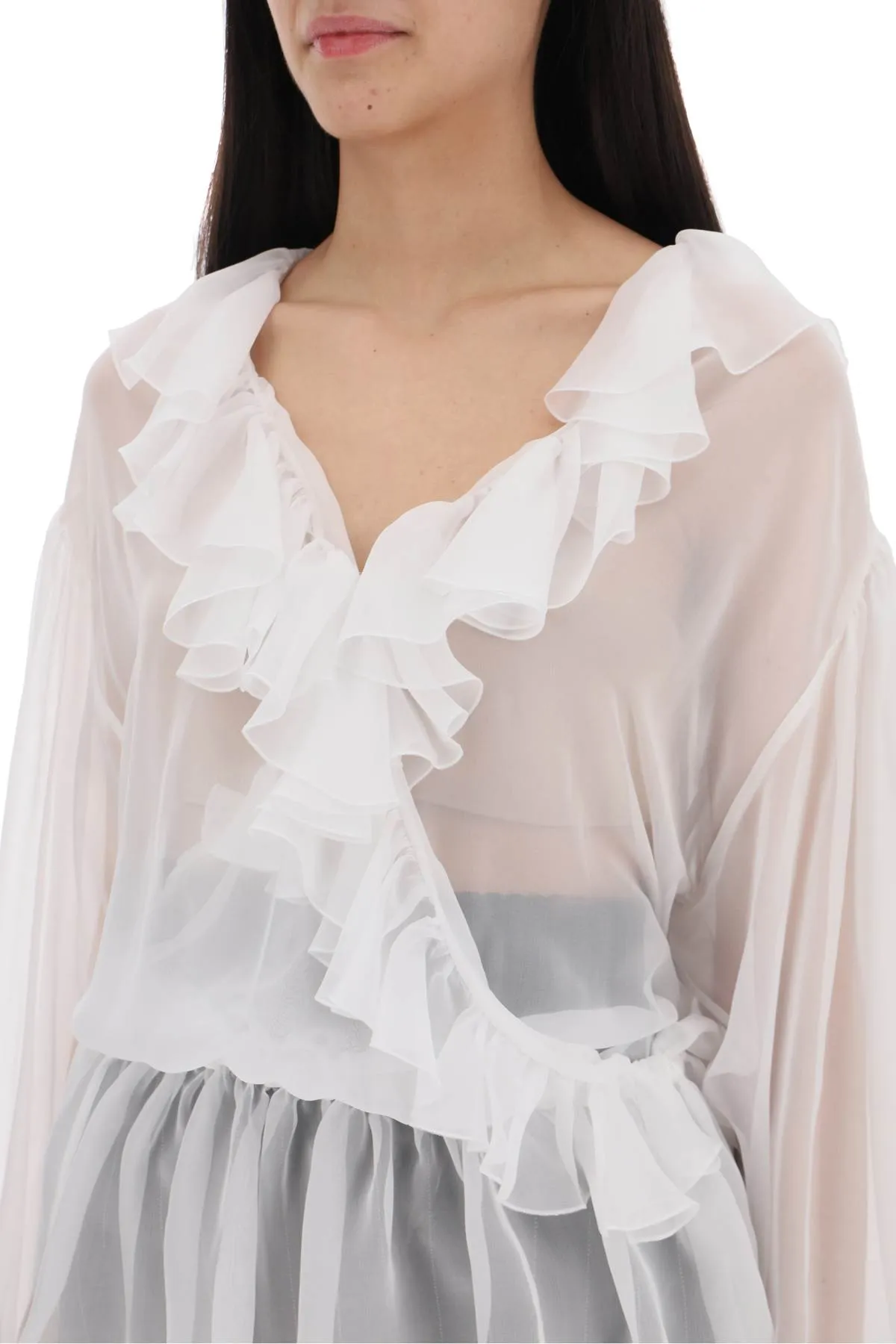 DOLCE & GABBANA silk chiffon blouse with ruffles.