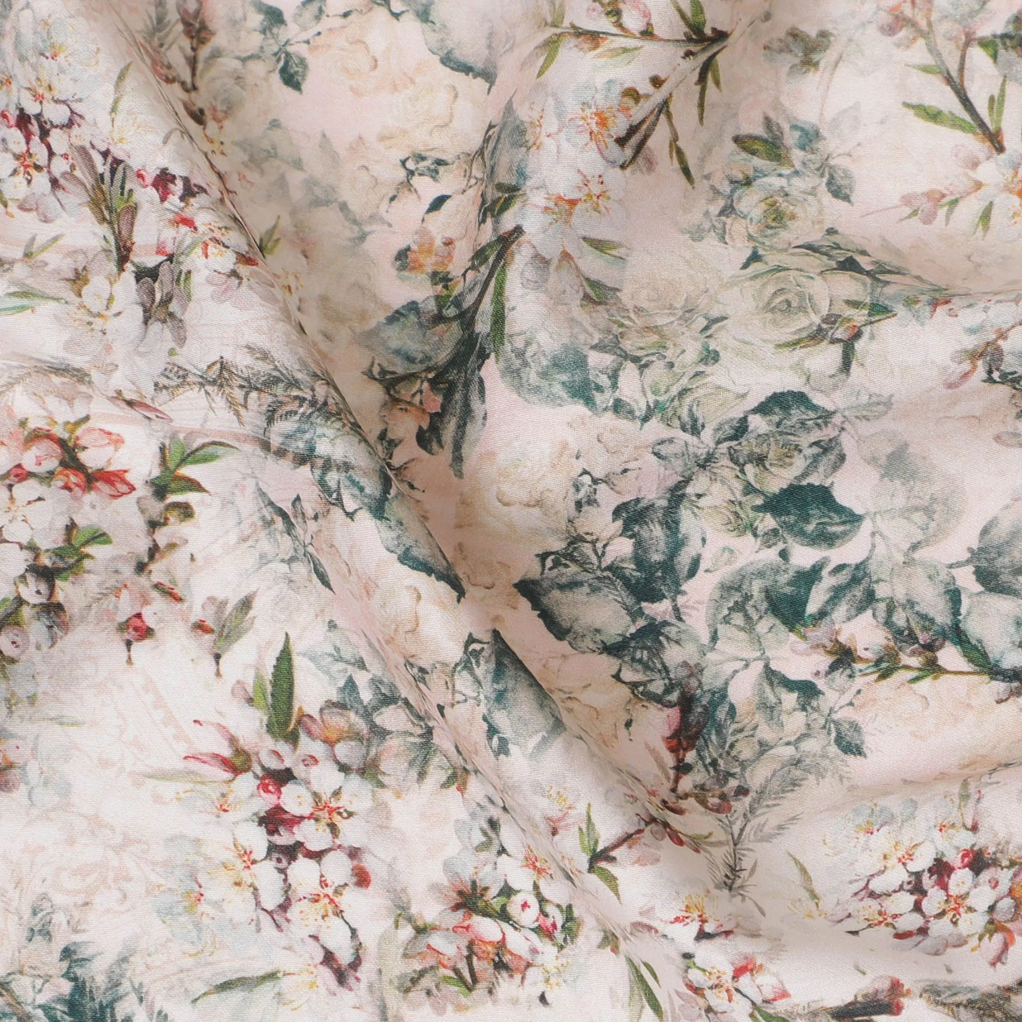 Ethereal Floral Whisper Cotton Lawn Fabric - Subtle Print, 110cm Wide, Shop Online-D18006