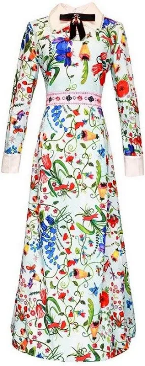 Floral Print Long-Sleeve Dress