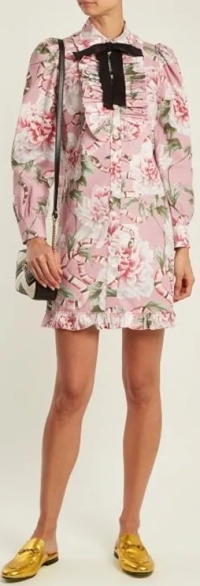 Floral Print Ruffle Shirt-Dress