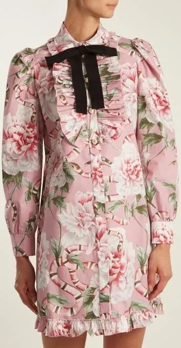 Floral Print Ruffle Shirt-Dress