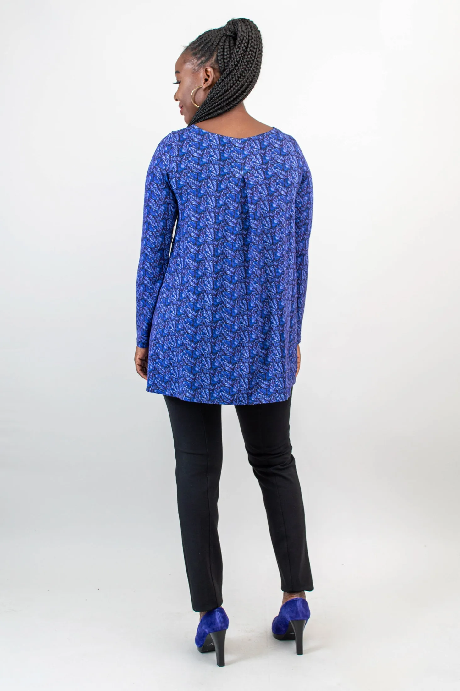 Franca Long Sleeve Top, Midnight Leaves, Bamboo - Final Sale