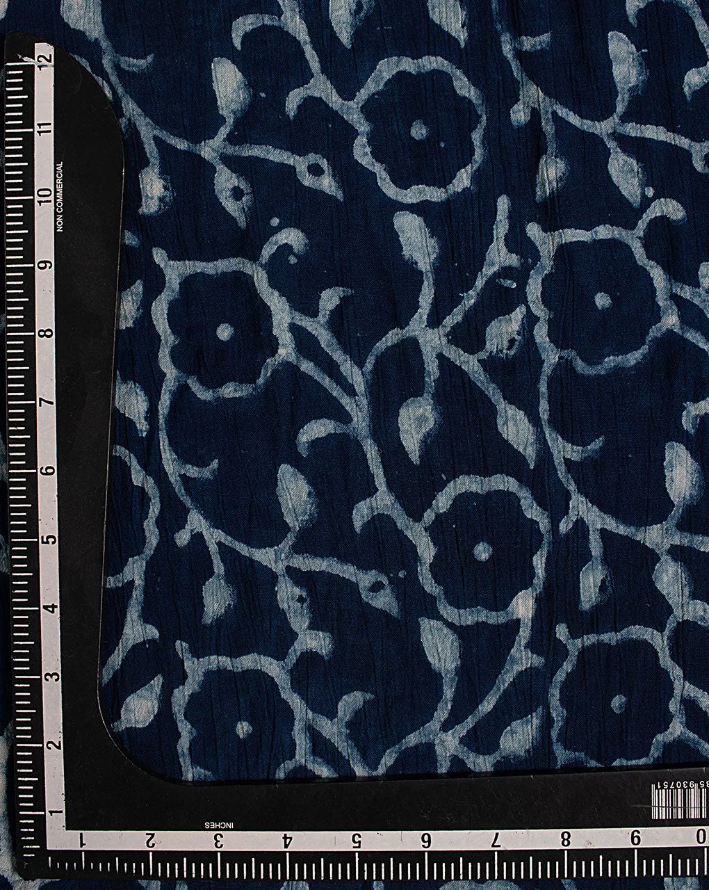 Indigo Hand Block Rayon Crepe Fabric