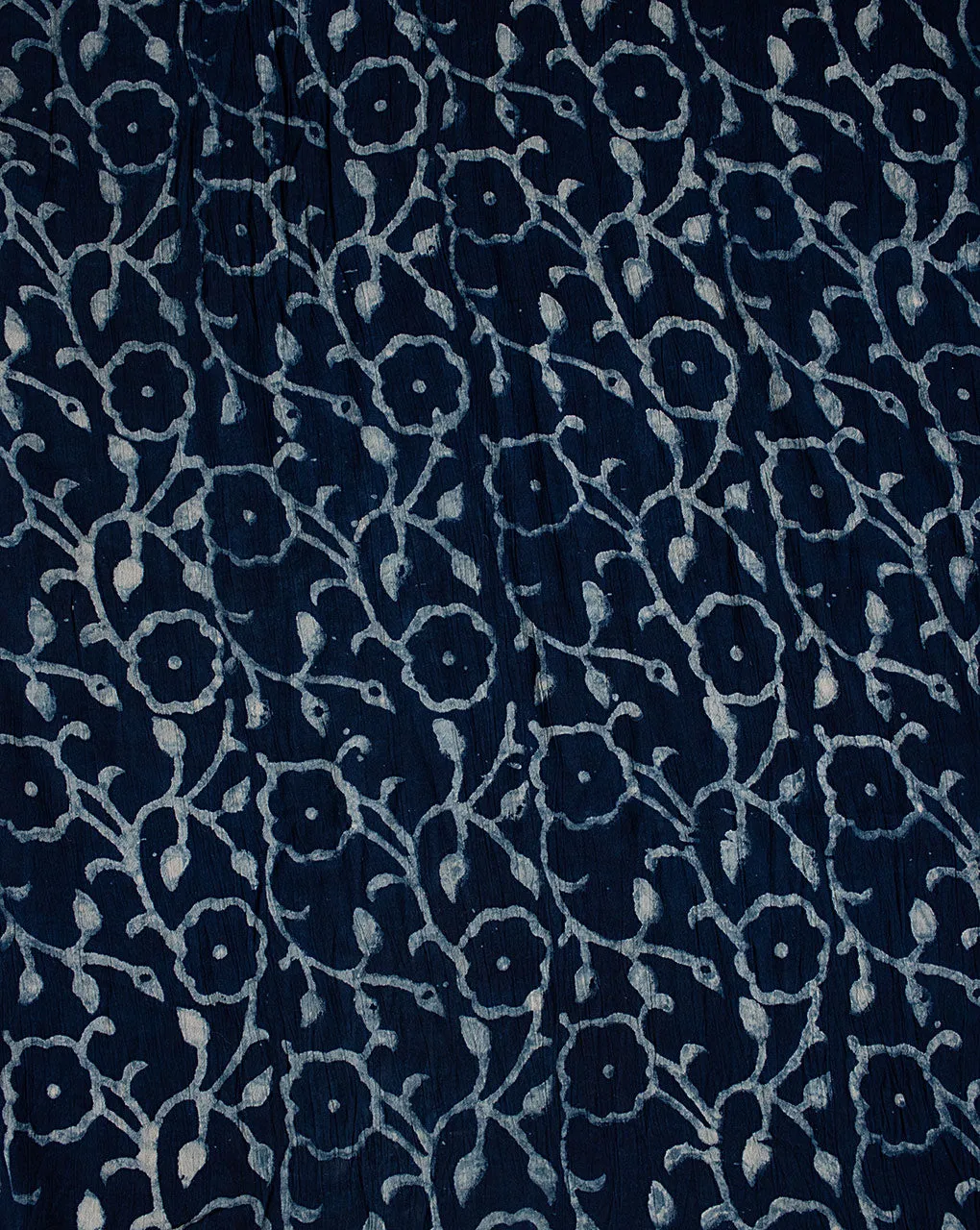 Indigo Hand Block Rayon Crepe Fabric