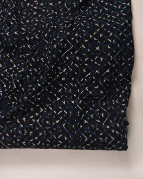 Indigo Hand Block Rayon Fabric ( Width 40 Inch )