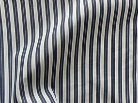 Kiton Luxury Navy & Pearl Striped Crisp Cotton Shirting (Made in Italy)