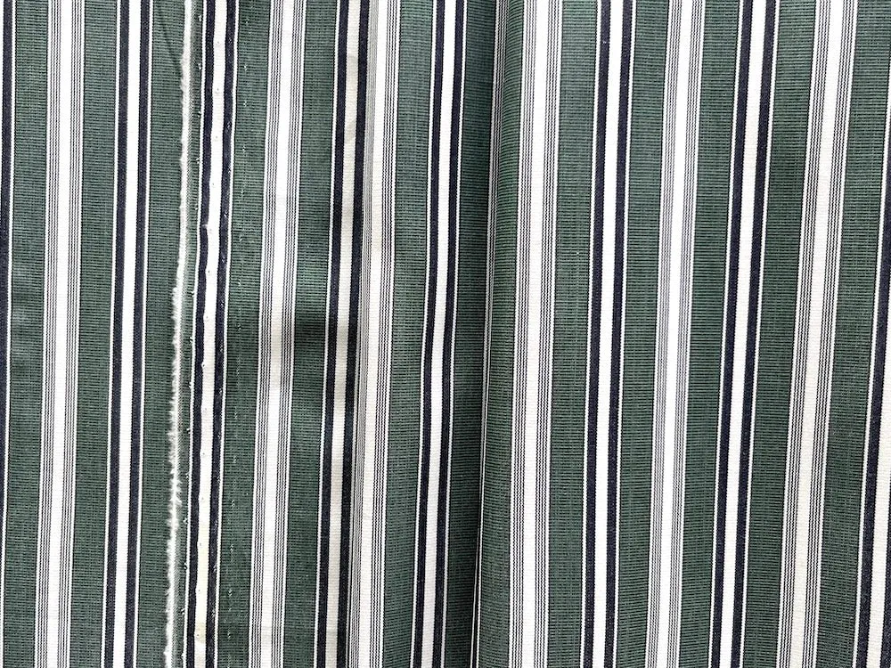 Kiton Luxury Pine & Coal Striped Crisp 2-Ply Cotton Shirting (Made in Italy)