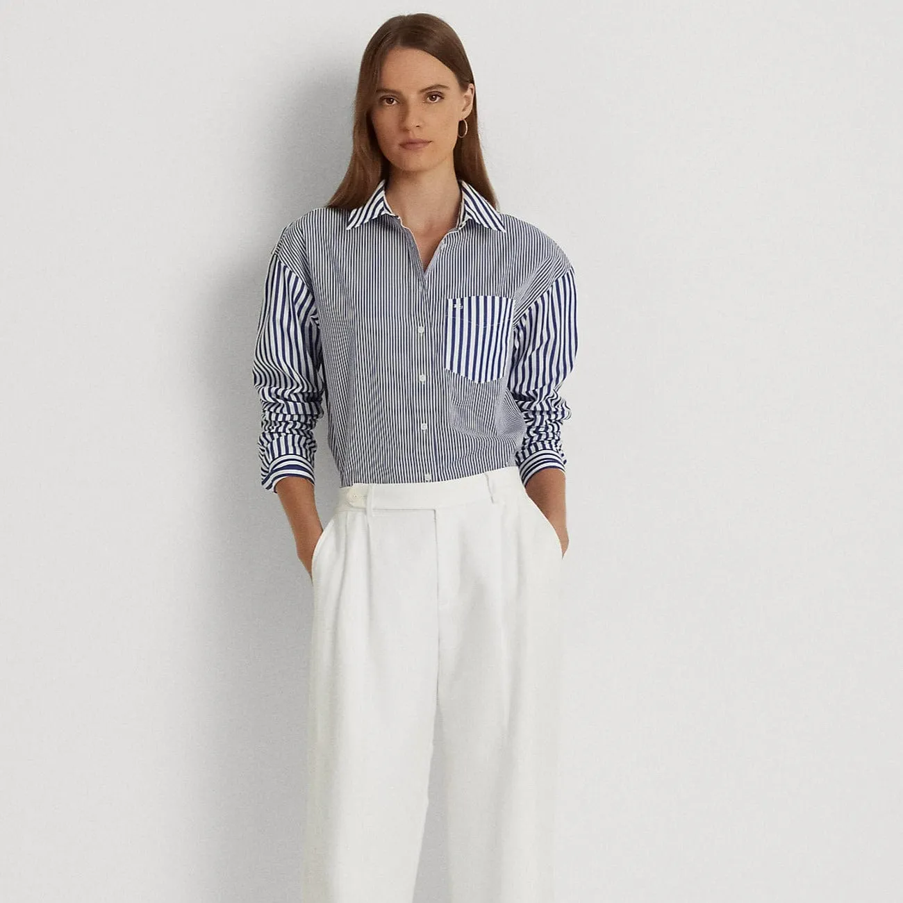 Lauren Ralph Lauren Striped Cotton Broadcloth Shirt