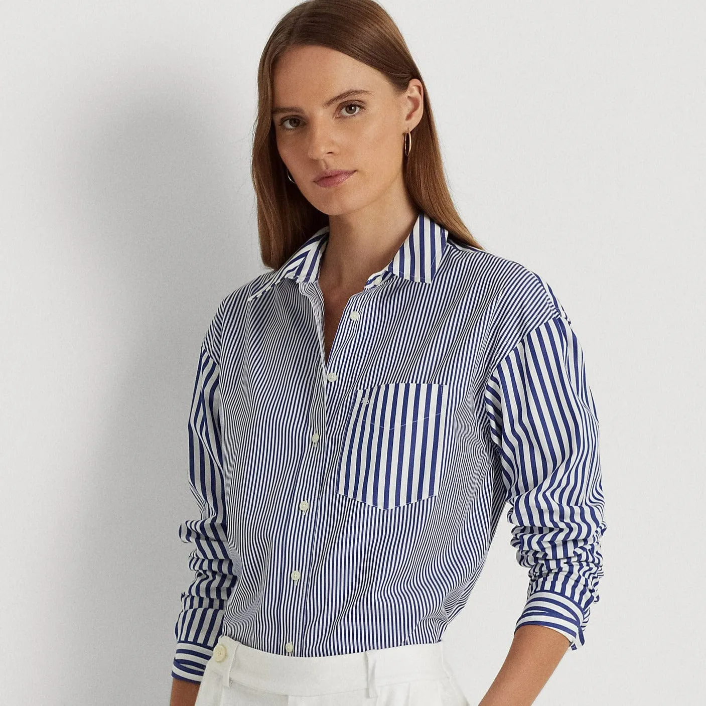 Lauren Ralph Lauren Striped Cotton Broadcloth Shirt