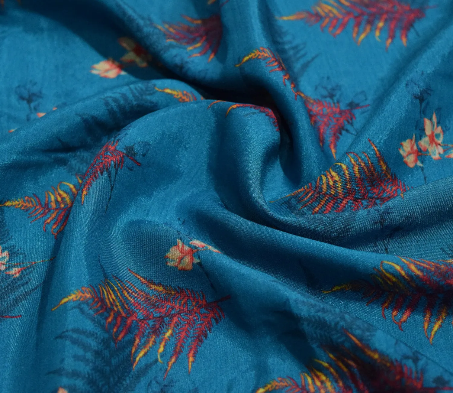 Leaf Digital Printed Muslin Fabric Available in Blue , Grey and Wine