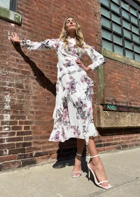 Legally Red Floral Ruffled Maxi Dress