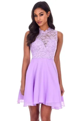 Lilac Lace Top Skater Dress