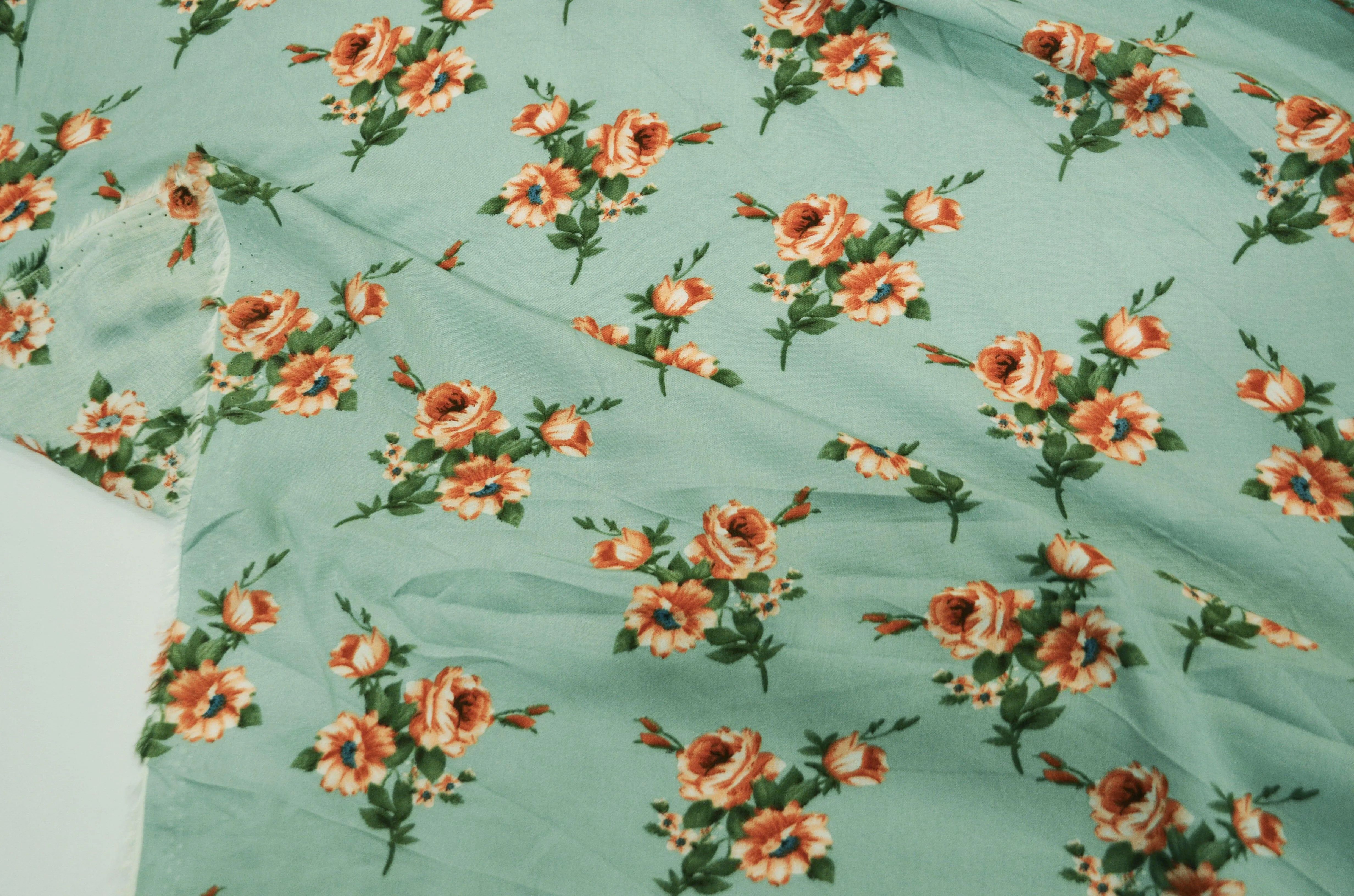 Love Flower Rayon Challis Fabric by the Continuous Yard | 60" Wide | Floral Rayon Challis Fabric | Rayon Challis for Dresses and Skirts |