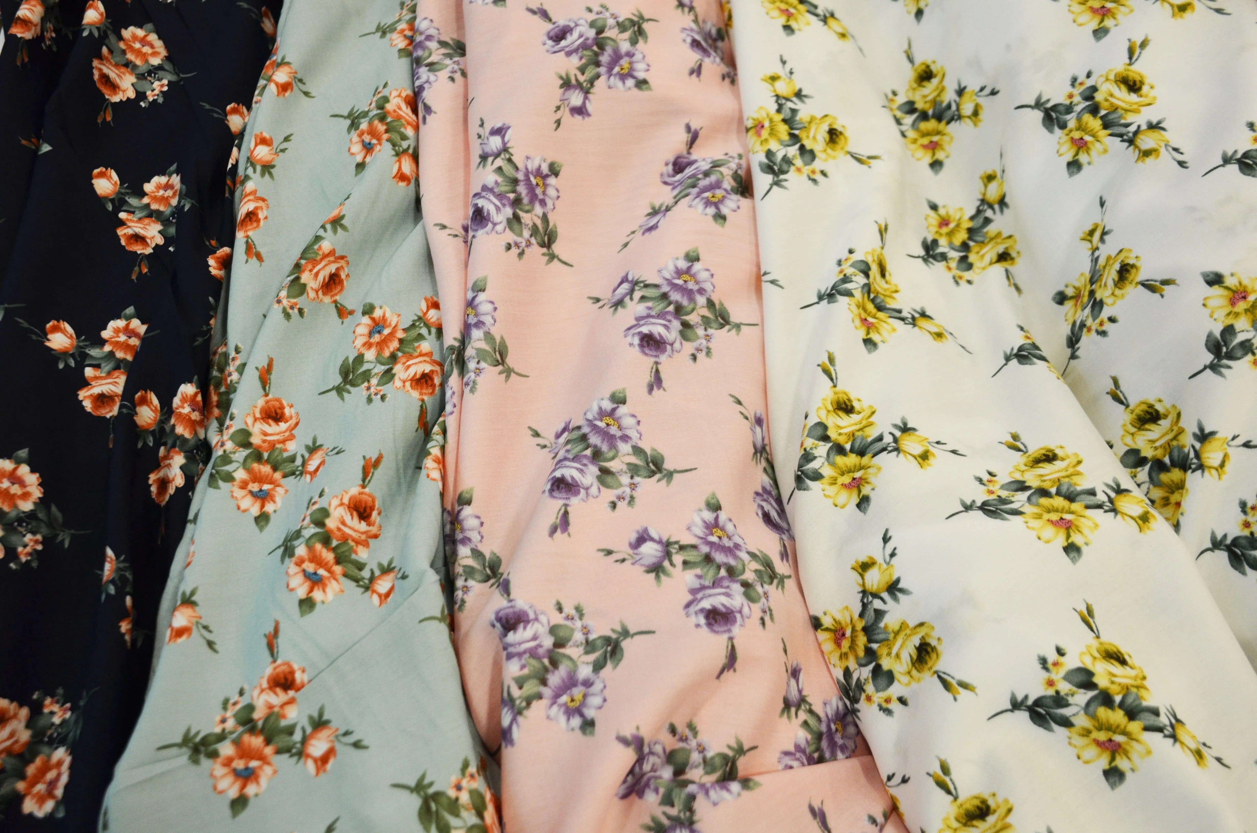 Love Flower Rayon Challis Fabric by the Continuous Yard | 60" Wide | Floral Rayon Challis Fabric | Rayon Challis for Dresses and Skirts |