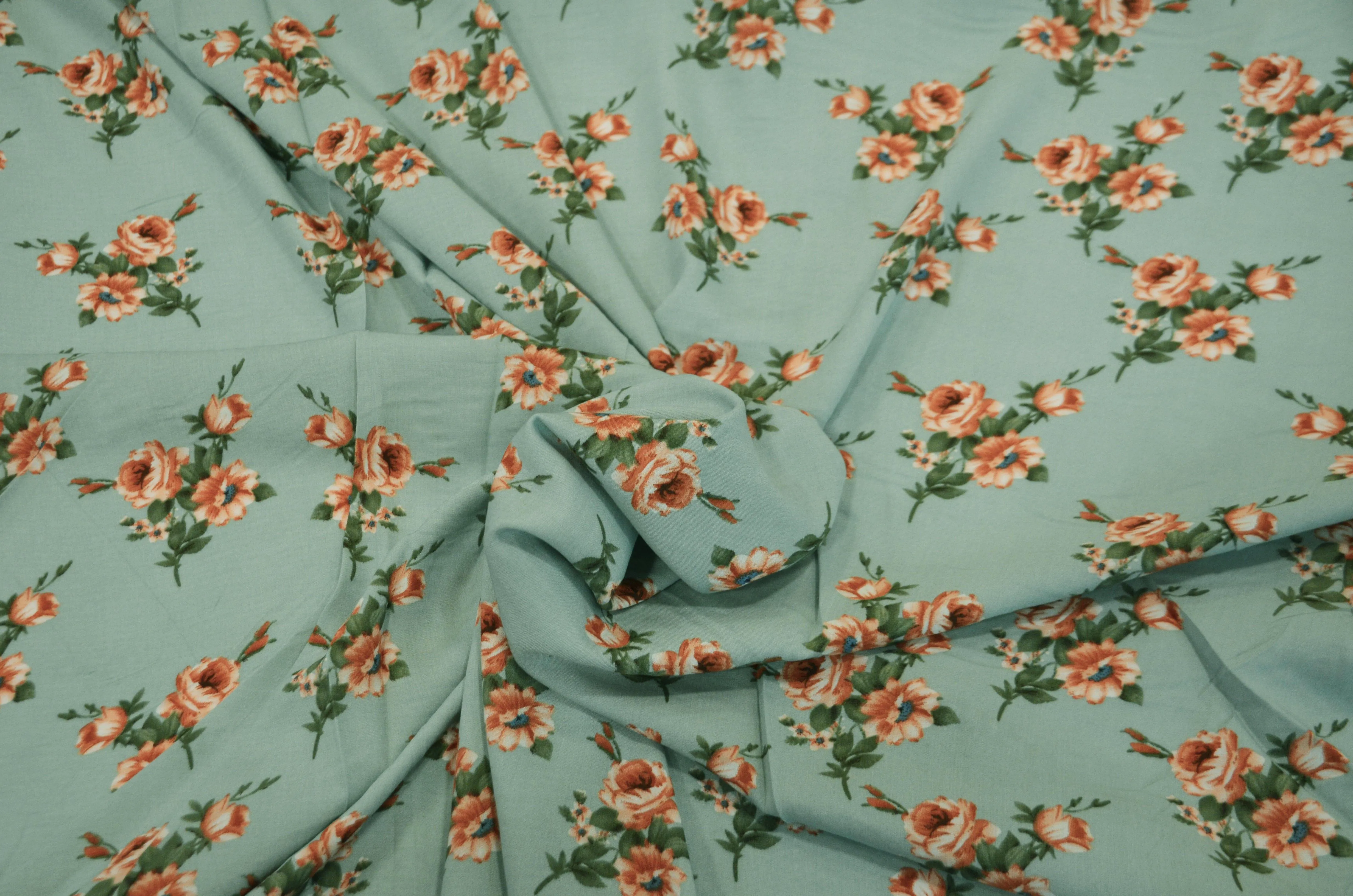 Love Flower Rayon Challis Fabric by the Continuous Yard | 60" Wide | Floral Rayon Challis Fabric | Rayon Challis for Dresses and Skirts |