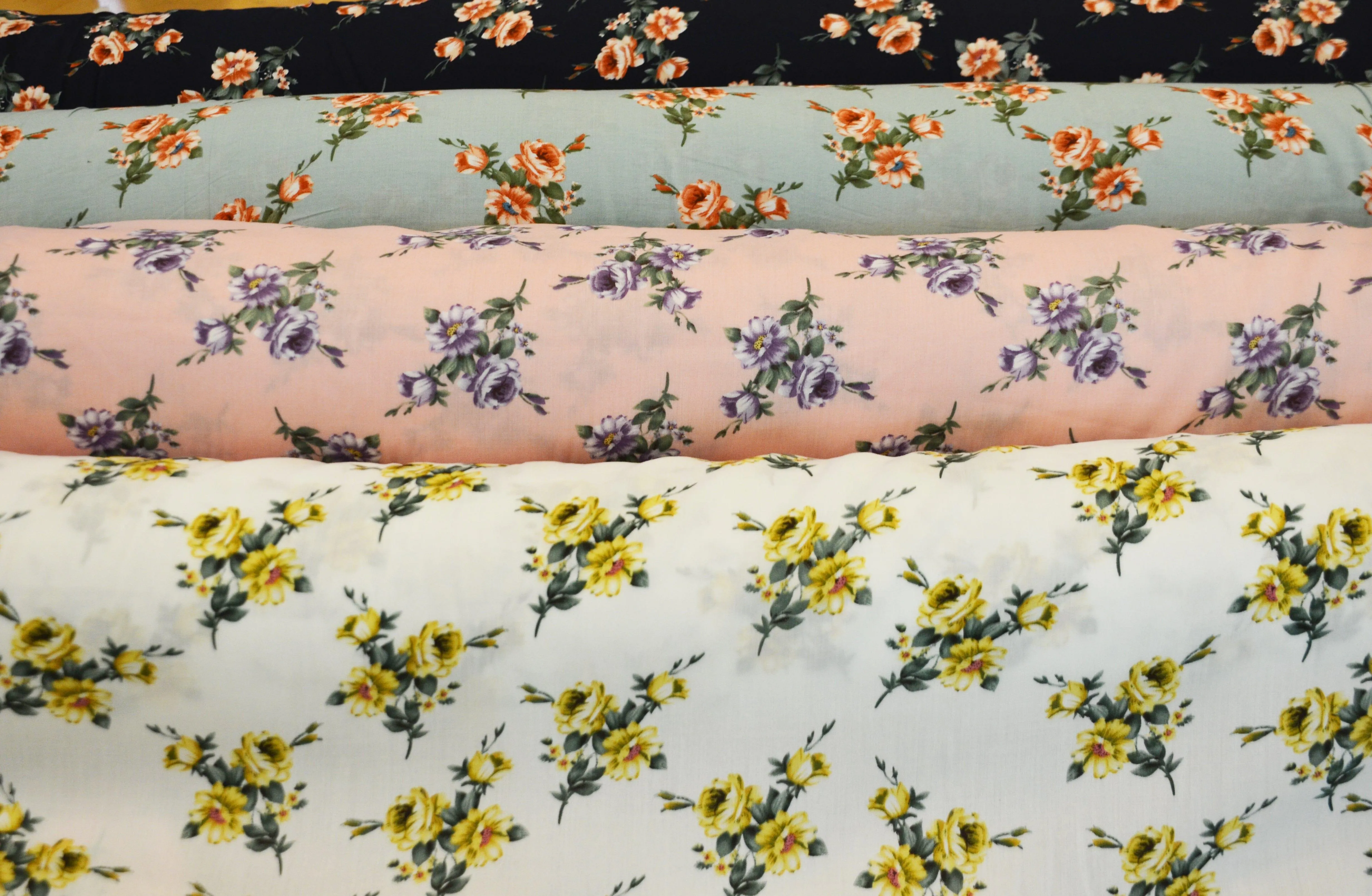 Love Flower Rayon Challis Fabric by the Continuous Yard | 60" Wide | Floral Rayon Challis Fabric | Rayon Challis for Dresses and Skirts |