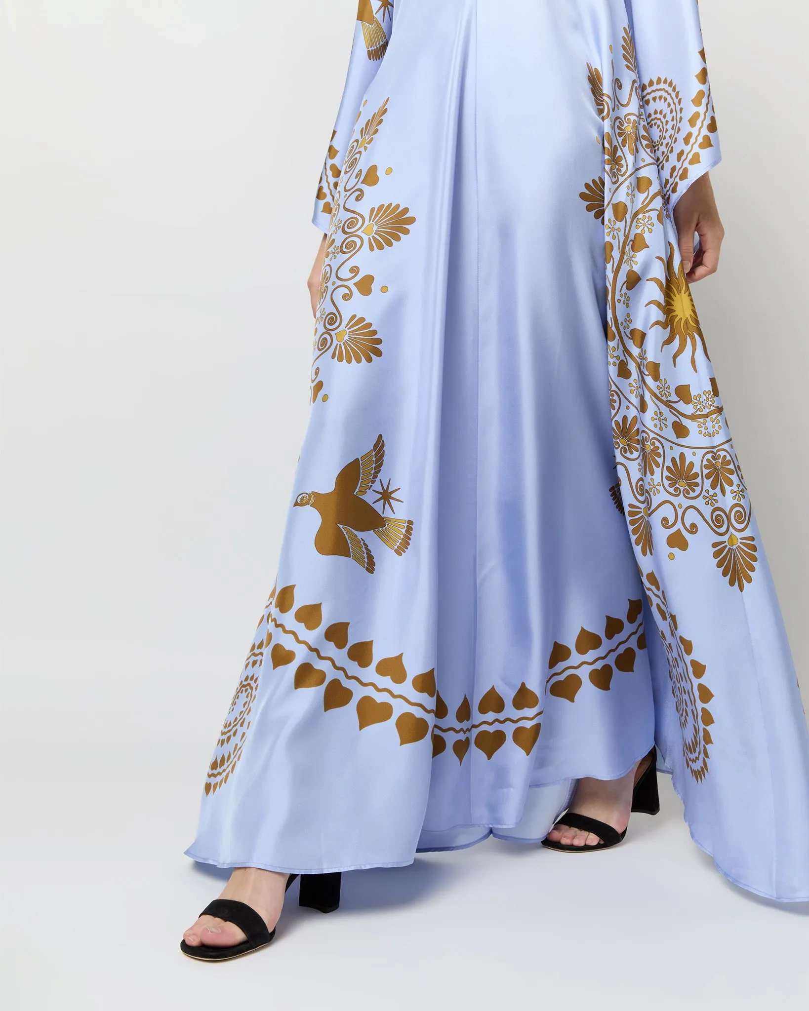 Magnifico Dress in Light Blue Olympus Placée Silk Twill