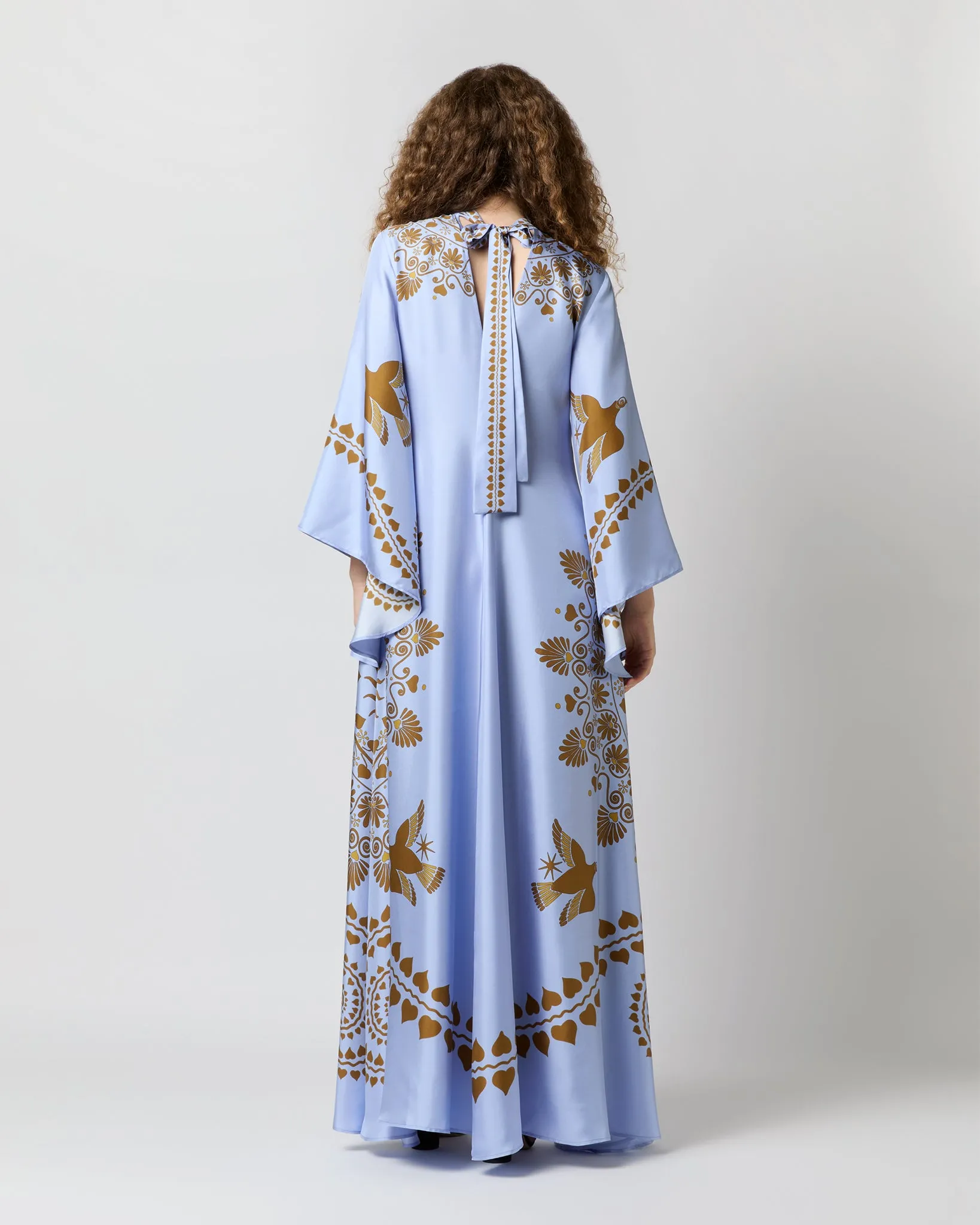 Magnifico Dress in Light Blue Olympus Placée Silk Twill