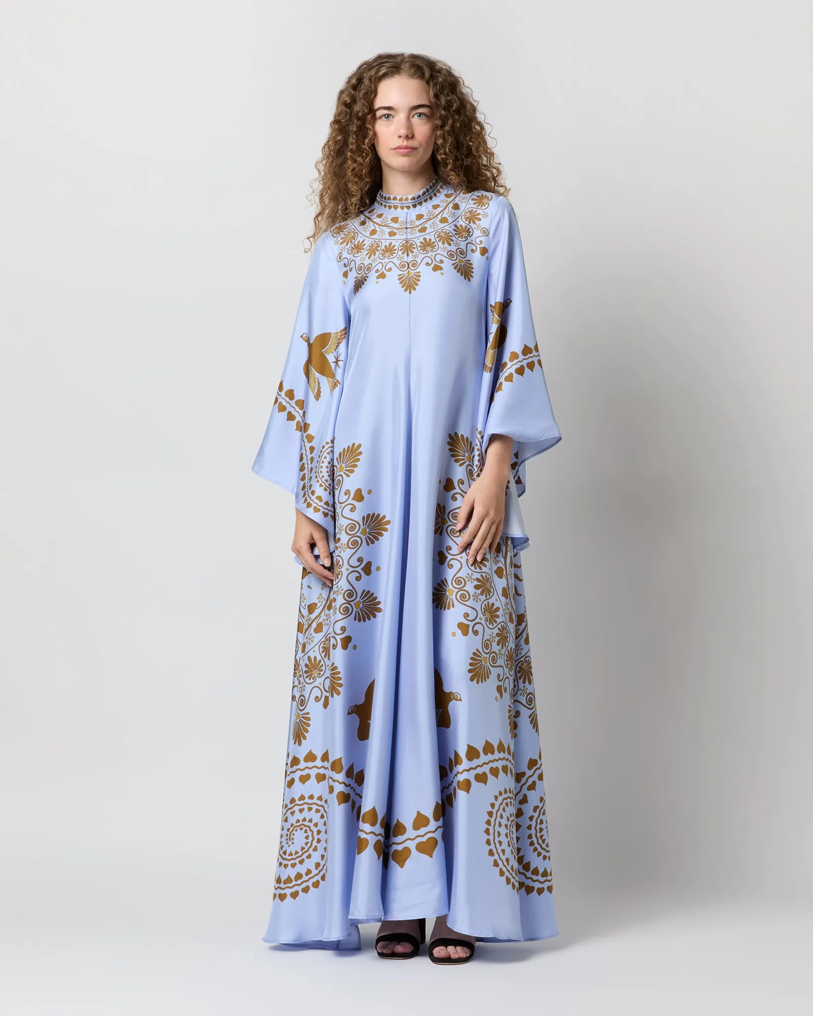 Magnifico Dress in Light Blue Olympus Placée Silk Twill