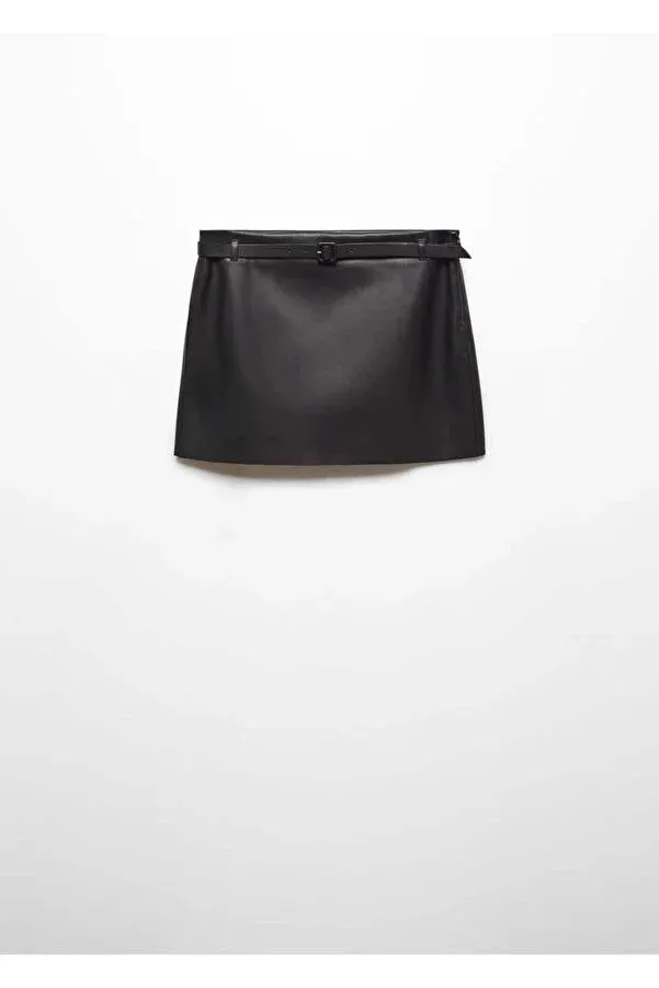 Mango women's Belted Leather Look Mini Skirt