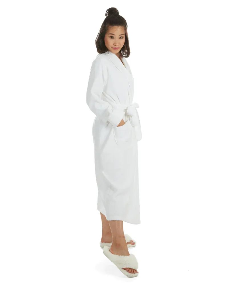 Me Moi White Zero Twist Woven Loop Terry Robe Wrap