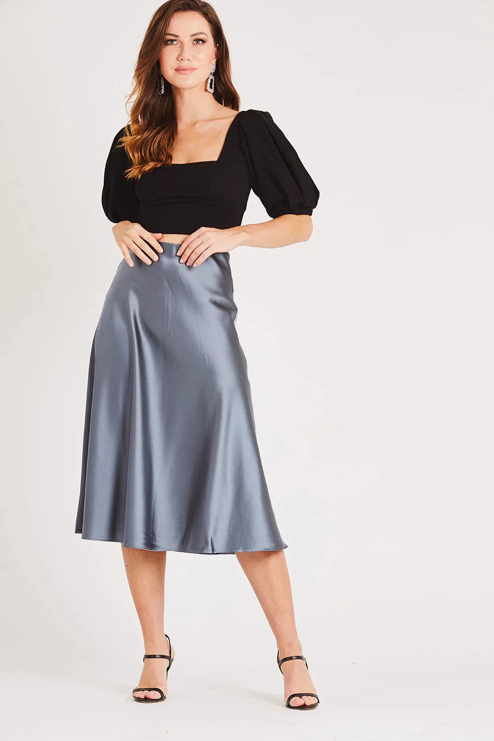 MERA GOLD FLOWY SATIN SKIRT