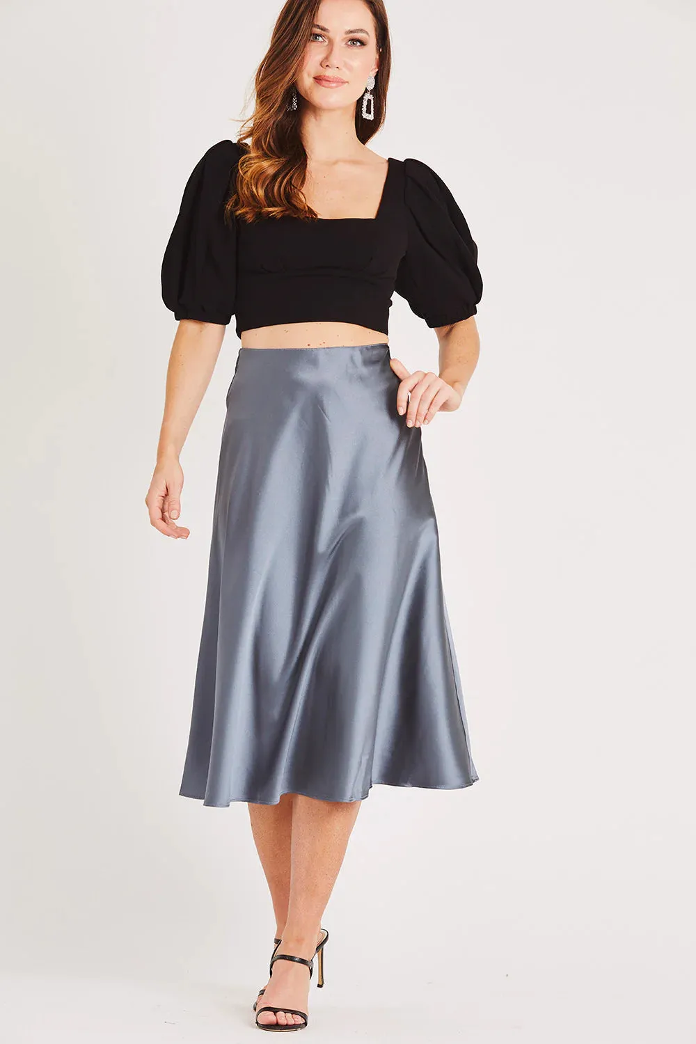 MERA GOLD FLOWY SATIN SKIRT