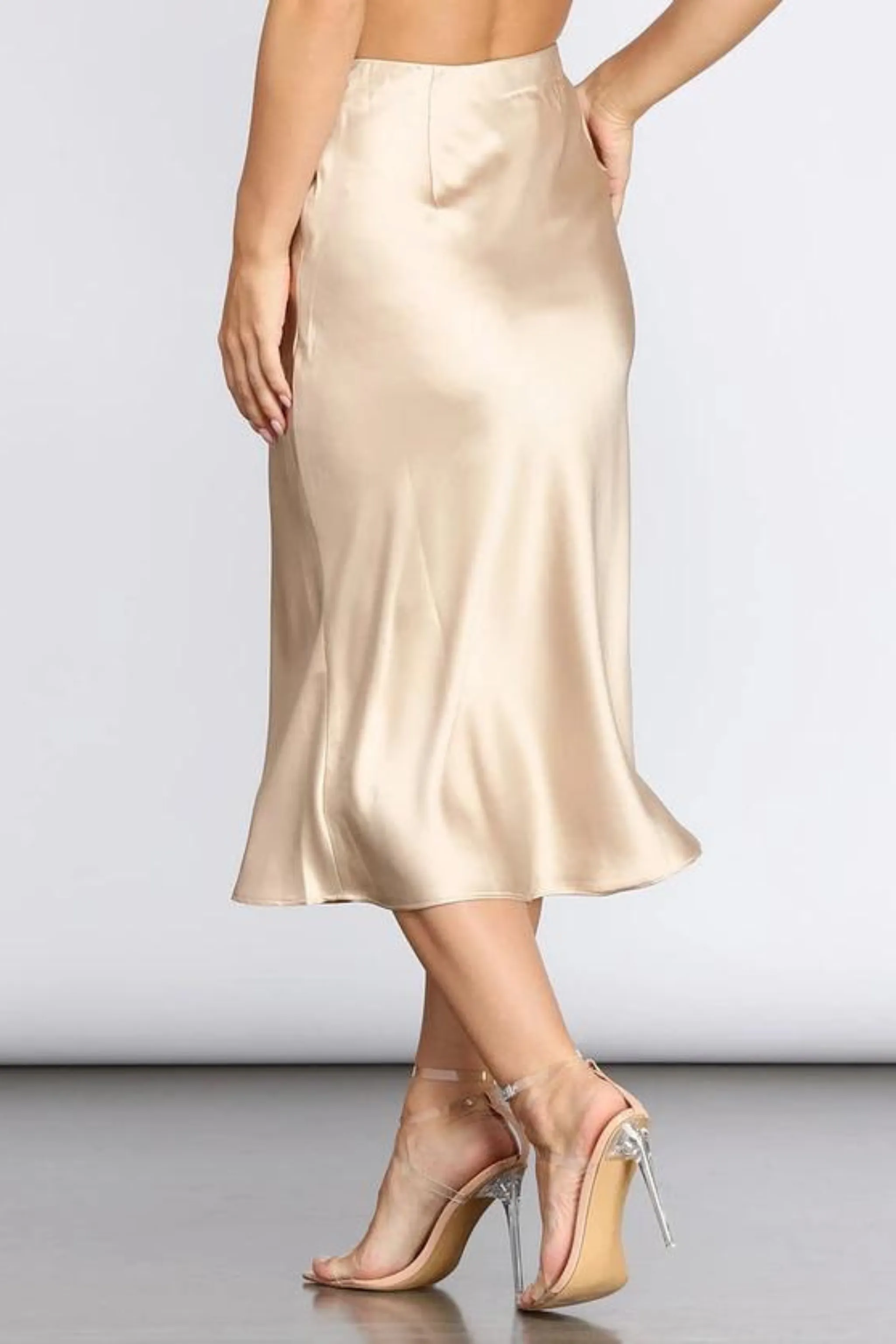 MERA GOLD FLOWY SATIN SKIRT