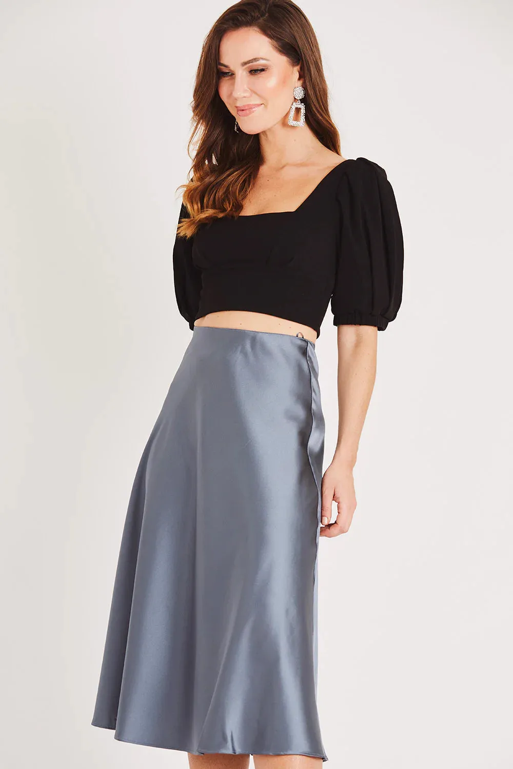 MERA GOLD FLOWY SATIN SKIRT