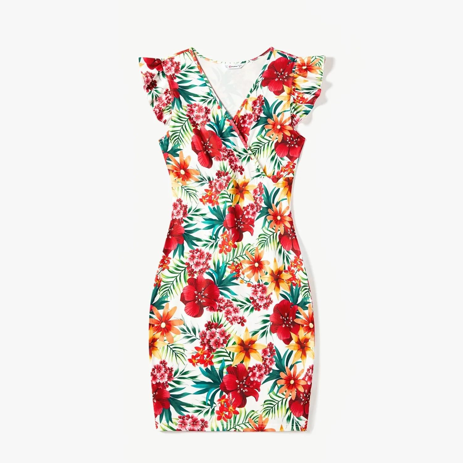 Mommy and Me Allover Floral Print Ruffle-sleeve Bodycon Dresses