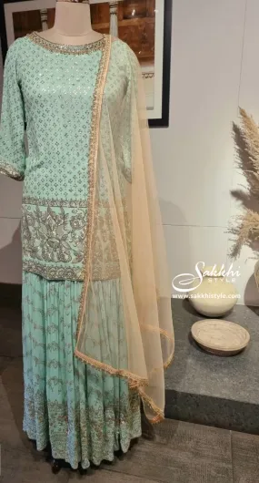 Pastel Green Sharara Suit