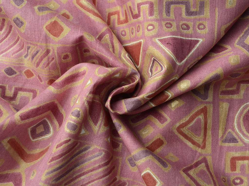 Peach Traditional Pure Mul Mul Cotton Fabric