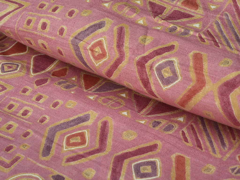 Peach Traditional Pure Mul Mul Cotton Fabric